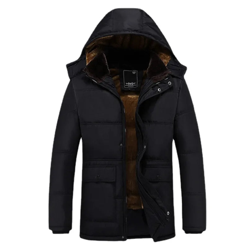 Parka Men Coats 2025 Winter Jacket Men Thicken Hooded Waterproof Outwear Warm Coat Casual Mens Jackets Overcoat Fur Thicking