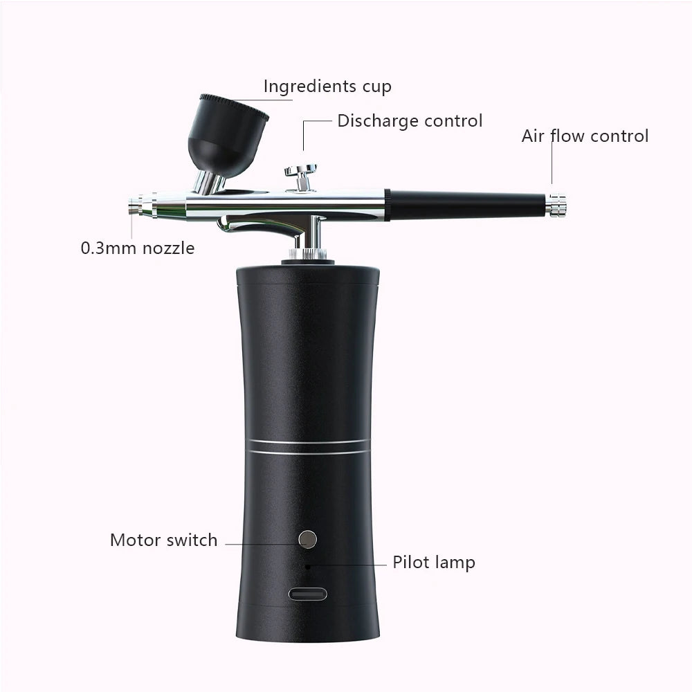 Wireless Portable Airbrush Kit with Compressor Electrical Handheld Spray Gun Coloring Tattoo Graffiti Graphic Model Power Tools