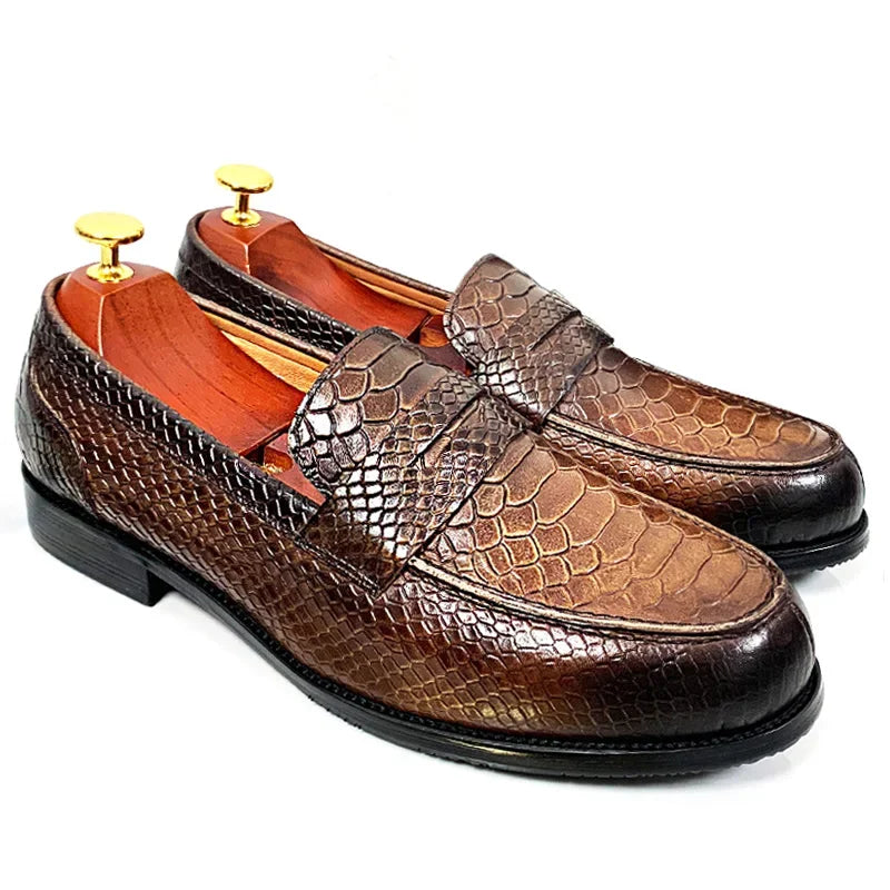 OUR 2025 NEW Collection LUXURY BRAND LEATHER SHOES BROWN BLACK SLIP ON SNAKE PRINT MEN'S CASUAL SHOES WEDDING OFFICE casual loafers men