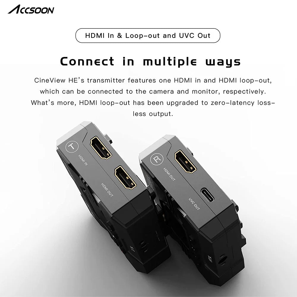 Accsoon CineView HE 2.4Ghz 5Ghz Dual Band Wireless Video Transmitter Receiver Multi-Spectrum Wireless Video Transmission System