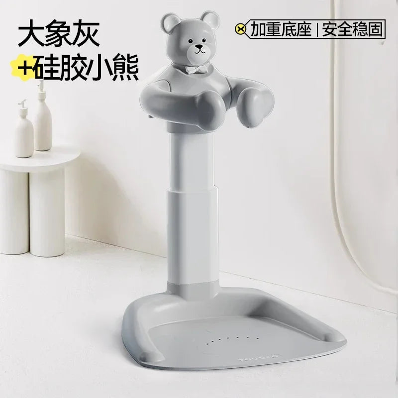 Cartoon Bear Baby Bathtub with Stand, Children's Baby Standing Bath, Baby Rinse Butt Holder, Toddler Stand Bath Tub Showers