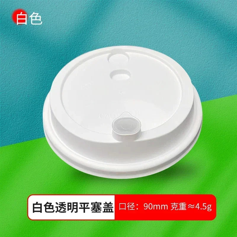 50pcs 90mm Caliber Injection Molded Leak Proof Cup Lids One Time Packaged Milk Tea Coffee Cup Lid Thickened One-piece Cover