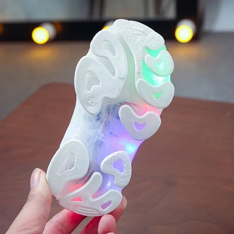 Brand New 2024-2025 Kids Sneakers Children Baby Girls Boys Letter Mesh Led Luminous Socks Sport Run Sneakers Shoes Sapato Infantil Light Up Shoes