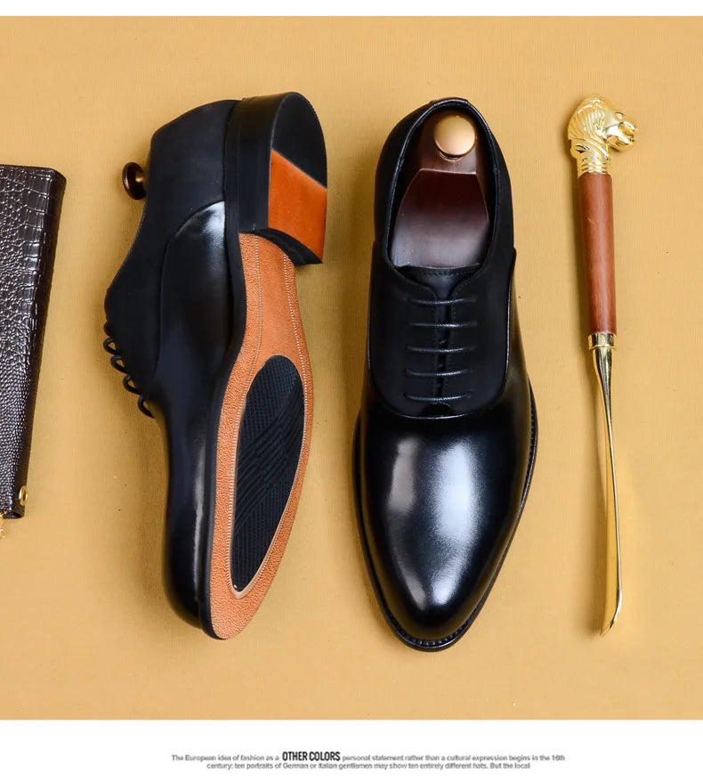 2024 New Italian Handmade Shoes British Style Formal Men's Oxford Shoe Genuine Leather Business Dress Shoes Retro Men's Shoes