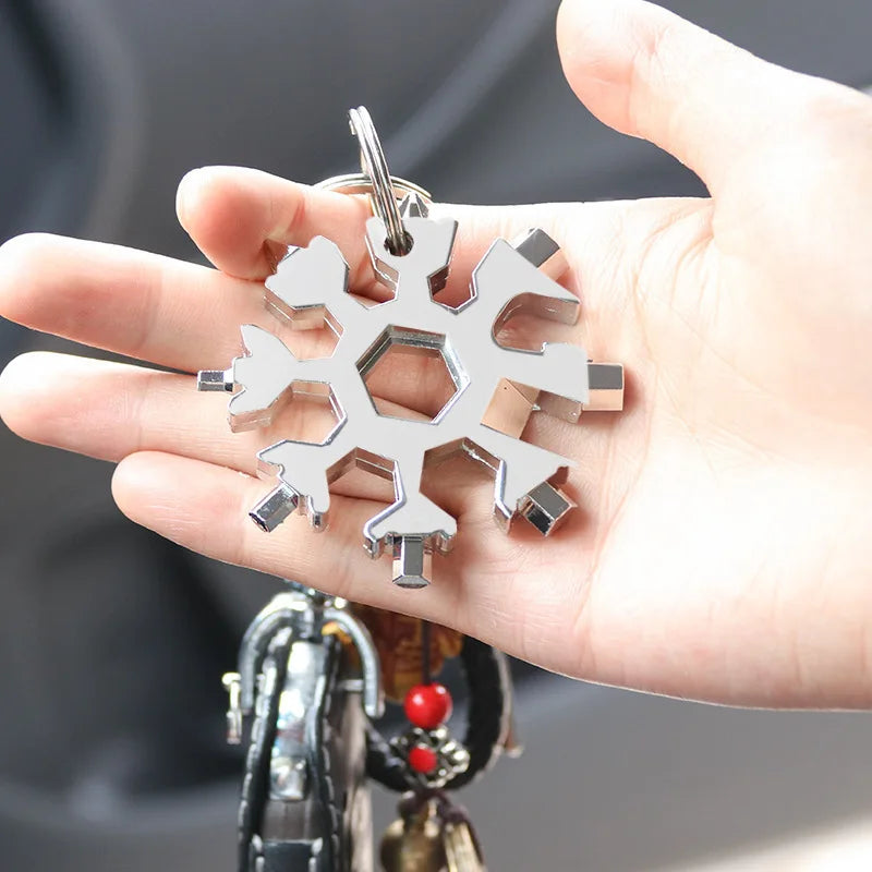 18 In 1Bottle Opener Screwdriver Snowflake Snow Wrench Tool Spanner Hex Wrench Multifunction Camping Outdoor Survive Tools
