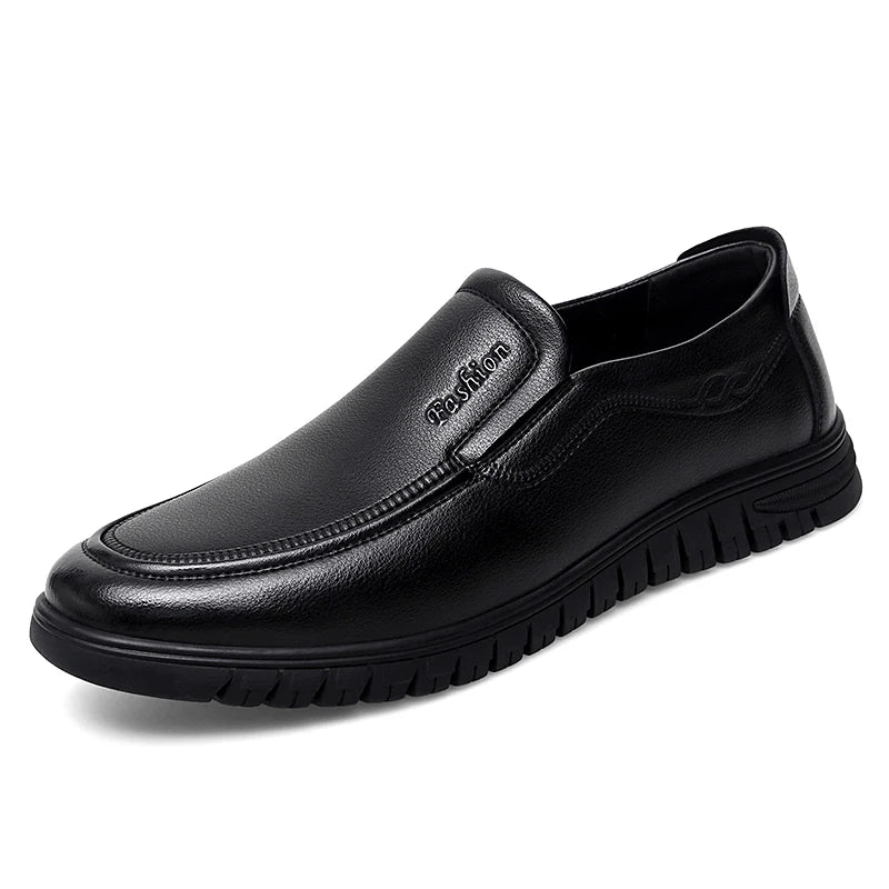 British Style High-quality Loafers Simple Black Men's Leather Casual Shoes Interview Commuting Men's Work Shoes Big Size:38-47