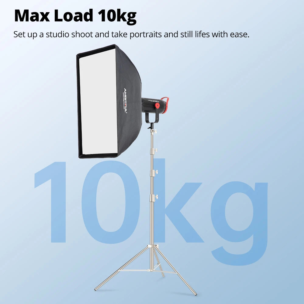 AMBITFUL 4M Stainless Steels Heavy Duty Light Stand Tripod 1/4 and 3/8 Screw Load 10KG for Studio Flash Softbox Continuous Light