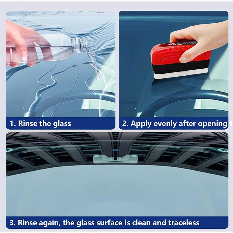 Car Glass Strong Gloss Cleaner Oil Film Remover Windshield Window Rearview Mirror Glass Cleaner Remover Dirt Car Cleaning Brush