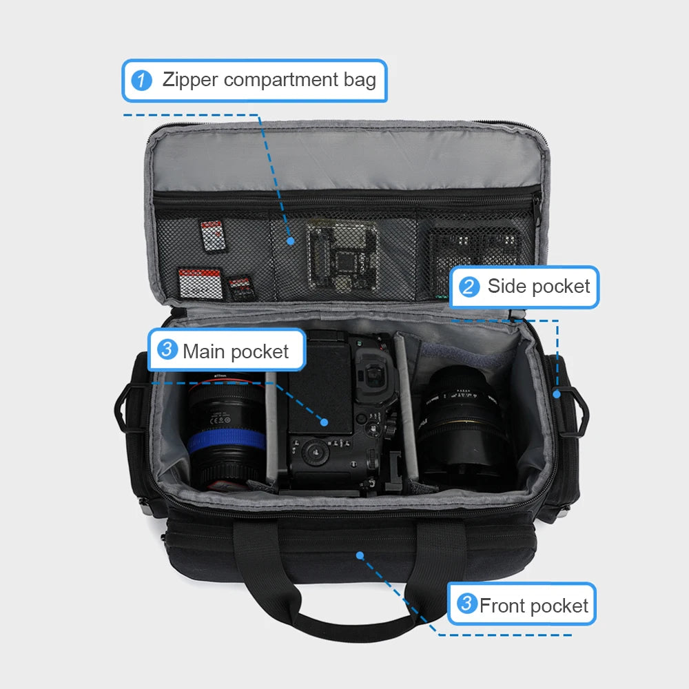 TINTINOS Travel Camera Shoulder Bag Water-resistant Shock-proof Camera Bag for Mirrorless Camera with Removable Dividers Shoulder Strap
