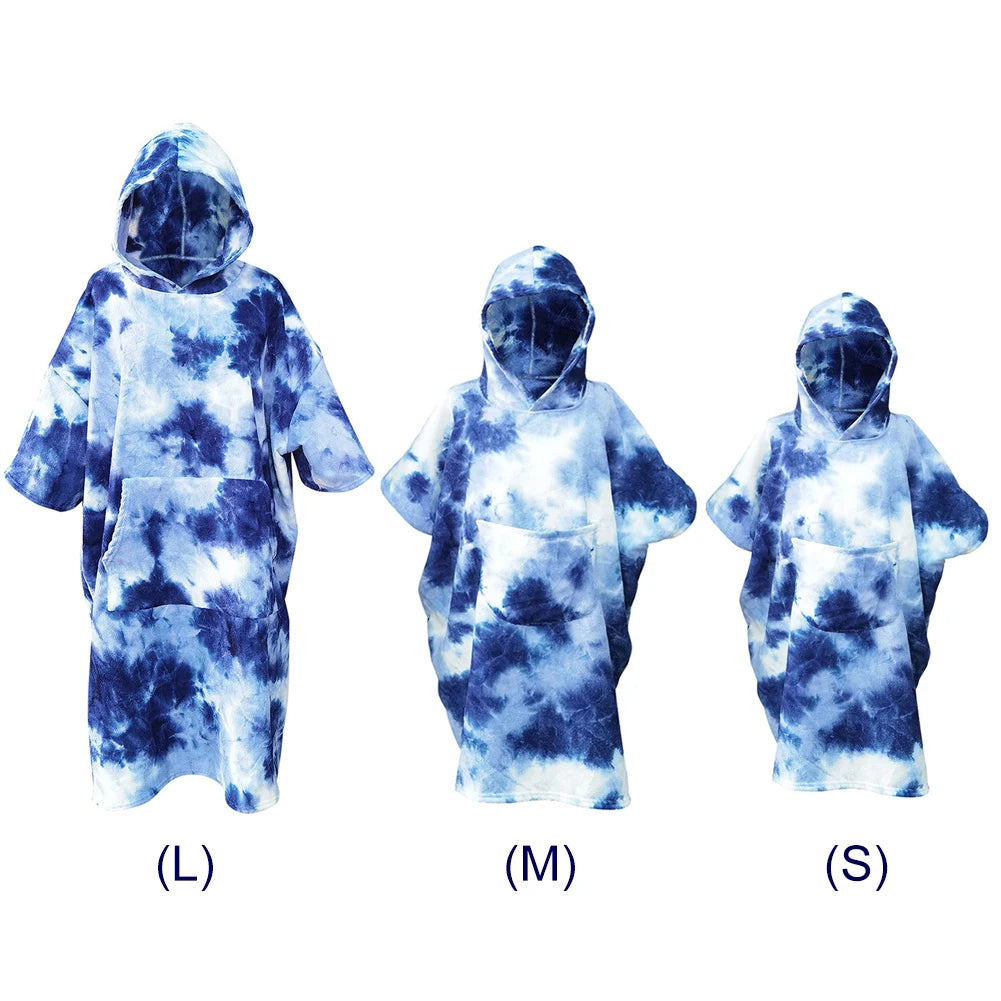 Surf Poncho Customized Towel Water Sports Hooded Robe Microfiber Beach Blanket Bath Swim Towel Wetsuit for Adults Children