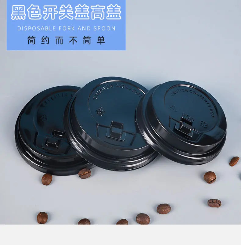 100pcs 90mm Caliber Cups Lid Milk Tea Coffee Cup Universal Leak Proof Cover Disposable Food Grade PP Injection Molded Cup Lids