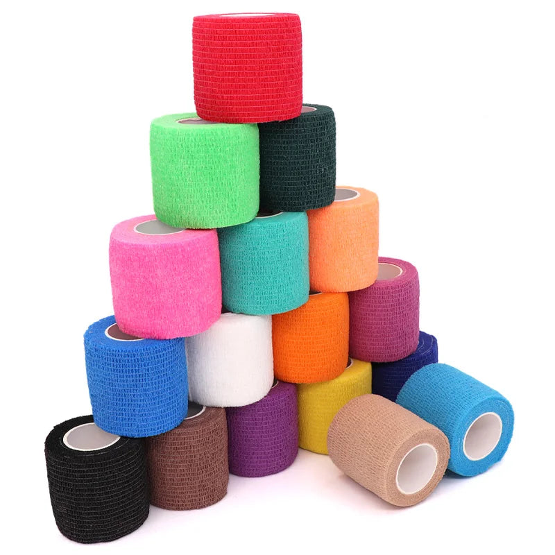 1 Roll 2.5/5/10cm Sport Bandage Self-adhesive Breathable Elastic Bandages for Sports Fixing Finger Wrist Leg Non-woven Bandage