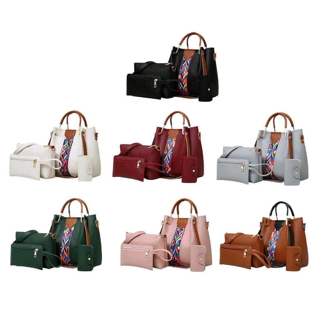 AMAZONY 2024 4psc Fashion Women Shoulder Bags PU Crossbody Bags Wallet New Totes Bag Handbag Clutches Purse Women’s Bag Set
