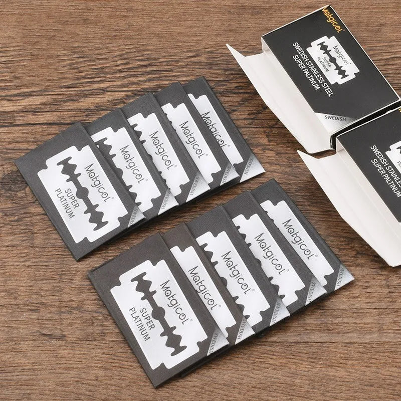 100pcs Double Edge Razor Blades Men's Razor Blades Shaving Stainless Steel Shaving Blades Manual Razor Blade Shaving Tool