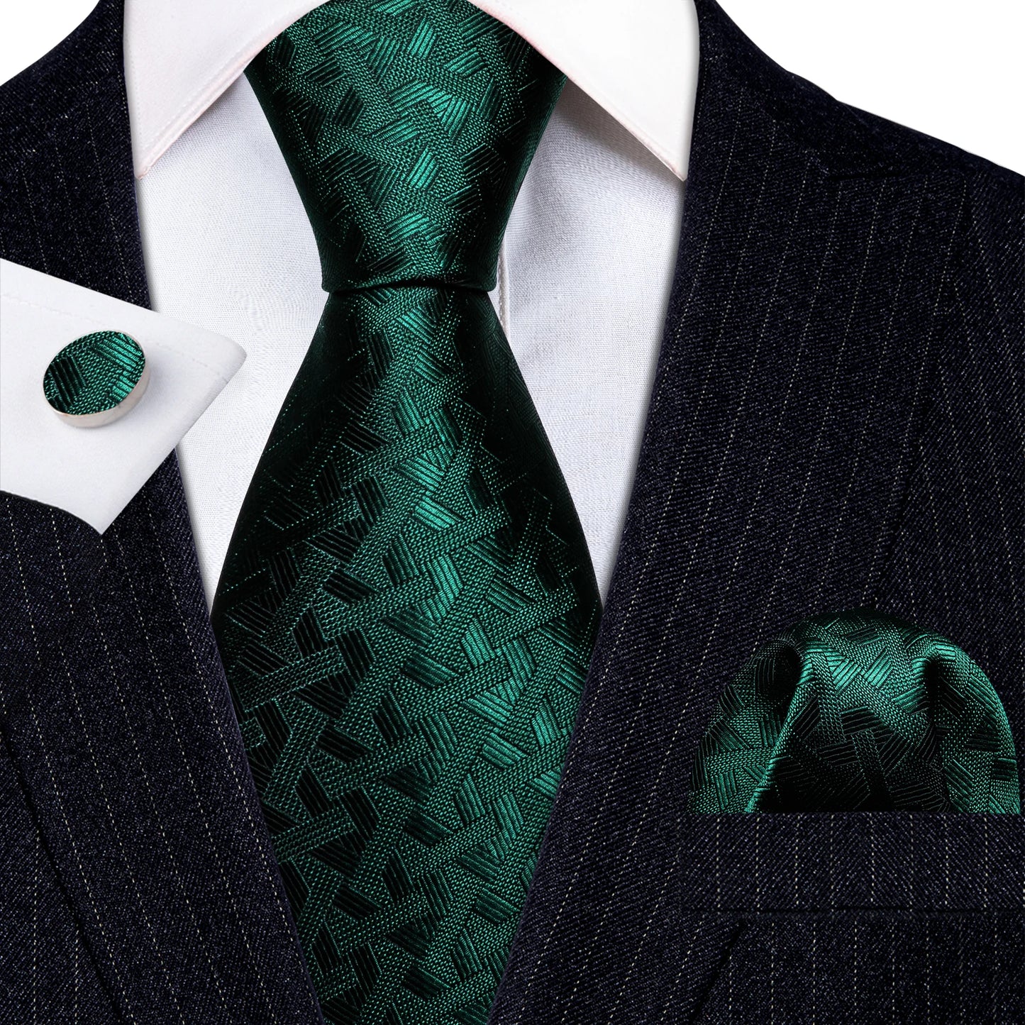 Amazony Epic Green Silk Mens Tie Hanky Cufflinks Set Mint Grass Teal Bottle Sage Pea Green Necktie For Male Wedding Business Party