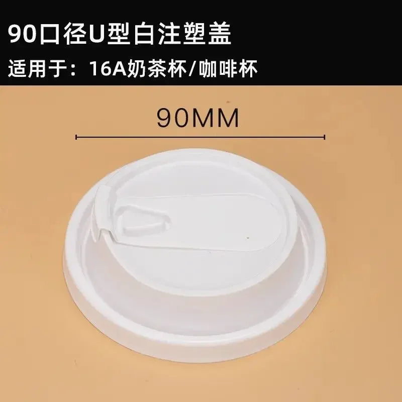 100pcs 90mm Caliber Cups Lid Milk Tea Coffee Cup Universal Leak Proof Cover Disposable Food Grade PP Injection Molded Cup Lids