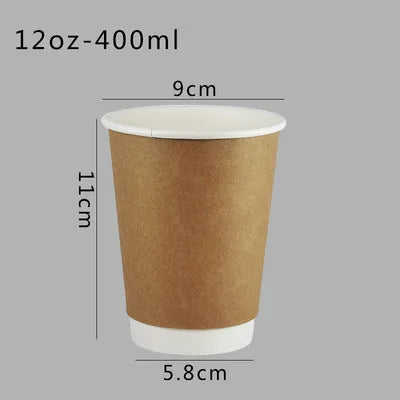 100pcs/pack 4/8/12oz Disposable Coffee Cup Kraft Paper Cup Double Layer Paper Cup Hot Drink Cup Accept customization
