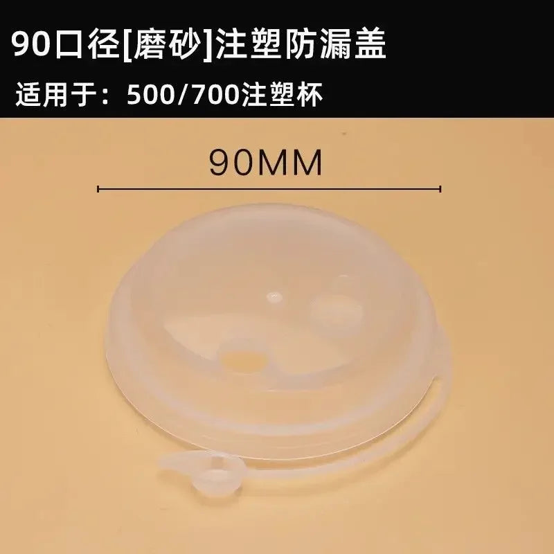 100pcs 90mm Caliber Cups Lid Milk Tea Coffee Cup Universal Leak Proof Cover Disposable Food Grade PP Injection Molded Cup Lids