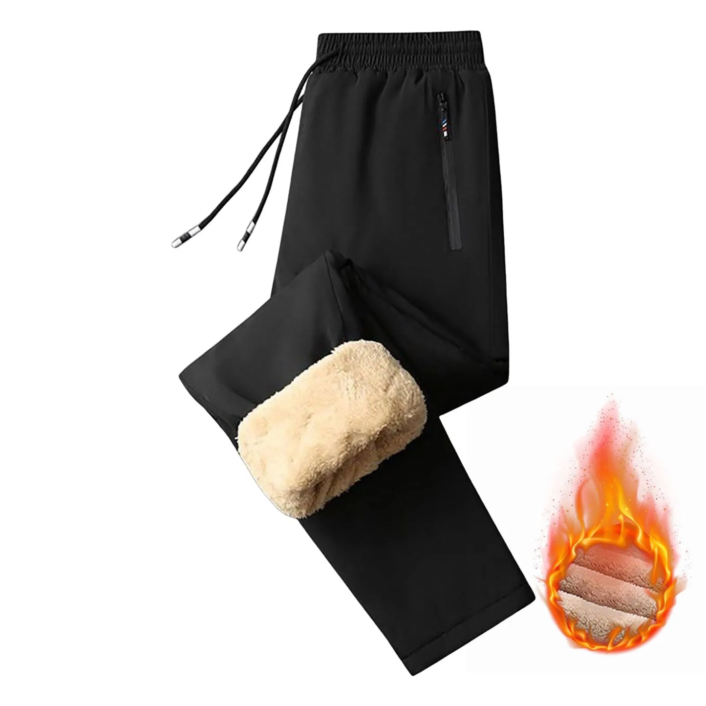 Women’S Plus Size Fleece Lined Sweatpants Winter Warm Wide Straight Leg Pants High Waisted Casual Pants For Women Elastic