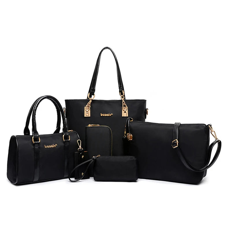 AMAZONY 2024 6PCS/SET Women Nylon Handbags Shoulder Crossbody Bag Purse Wallet Women Envelope Messenger Bags Female Composite Bag Fashion