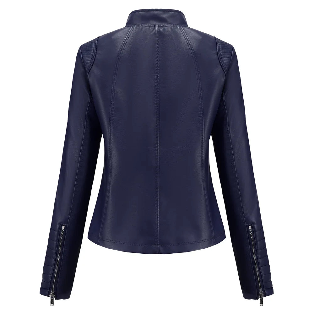 2025 Ladies New Autumn Motorcycle Short Chic PU Leather Jacket
