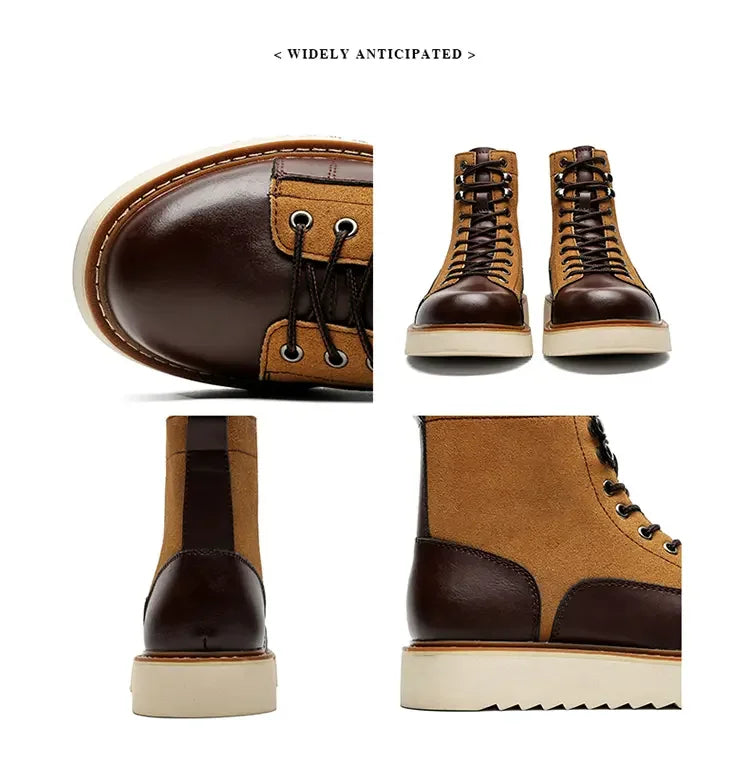 New Collection 2024-2025 Brand Men Genuine Leather Boots 2024 Men Brand Comfortable Retro British Style Work Outdoor Ankle Classic Handmade Boots Buy one boots Get a free Laptop stand