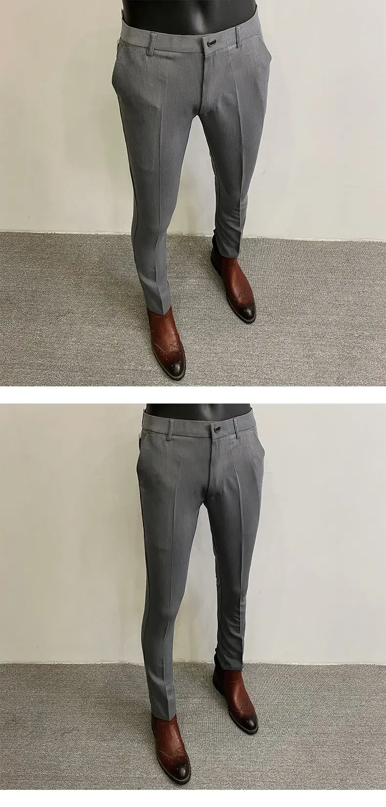 Summer Thin Men's Pants Non-iron Business Pants Men Formal Office Solid Color Daily Wear Casual Slim Fit Dress Suit Trousers Men