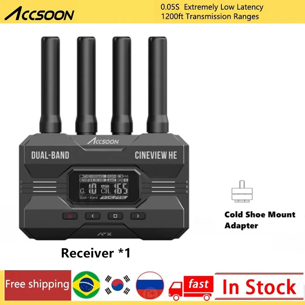 Accsoon CineView HE 2.4Ghz 5Ghz Dual Band Wireless Video Transmitter Receiver Multi-Spectrum Wireless Video Transmission System