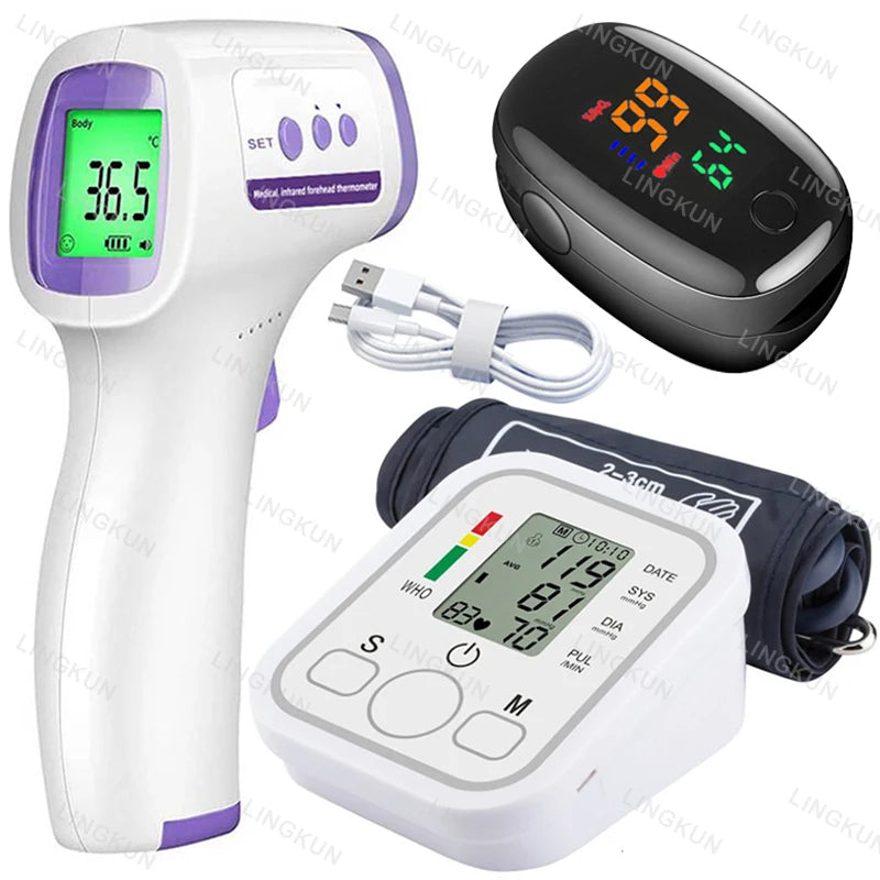 Digital Arm Blood Pressure Test Kit Cuff Sensor Monitor BP Automatic Pressure Tonometer Tensiometer Heart Rate Pulse Meter