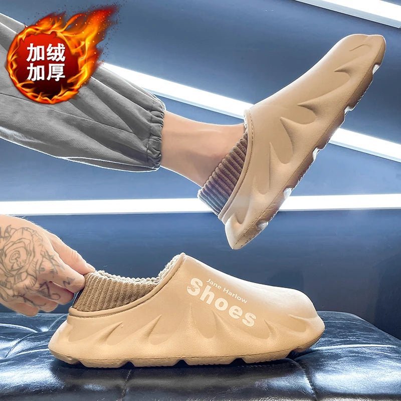 New 2024-2025 Winter and Autumn Cotton Slippers Men Indoor Warm Home Shoes Multi-Color Waterproof Soft Thick Sole Furry Women Men Slides EVA - FREE SHIPPING