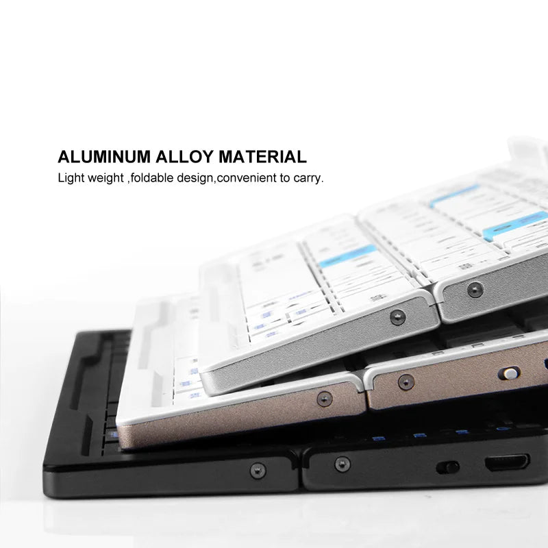 Our New 2025 collection Foldable Bluetooth Keyboard Rechargeable Keyboard Mini Folding Wireless Keyboard Aluminum Keypad With Stand For Phone