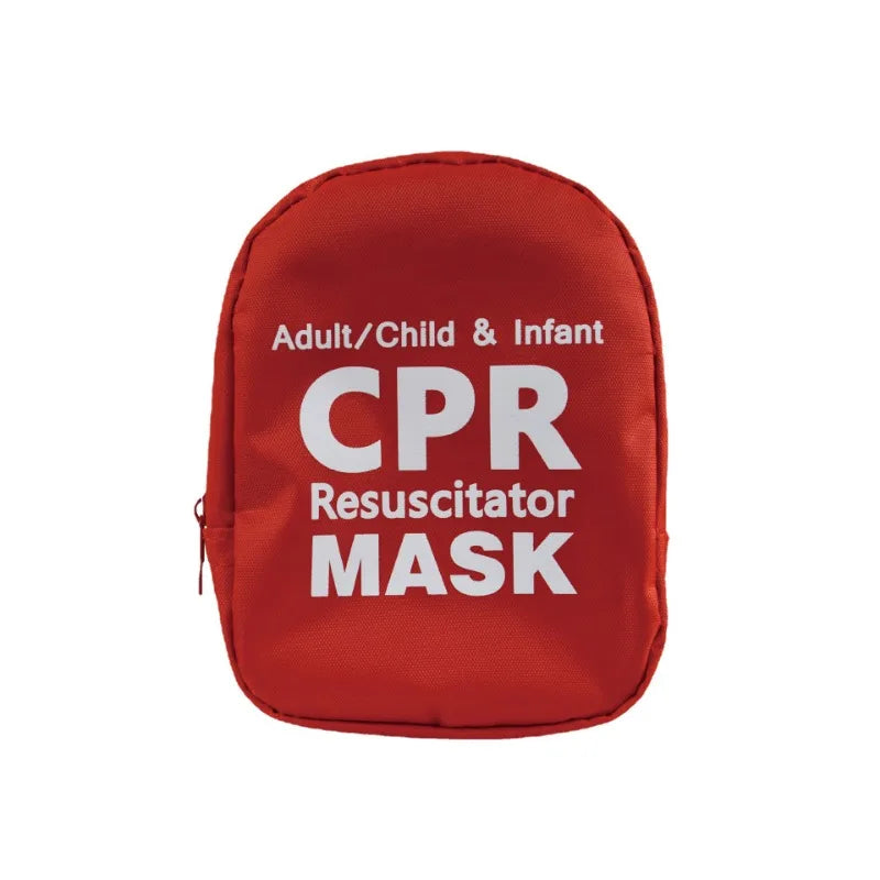 Portable Adult and Infant CPR Respirator First Aid Kit Resuscitation Mask Kit with One Way Valve and Belt Clip in Soft Red Case