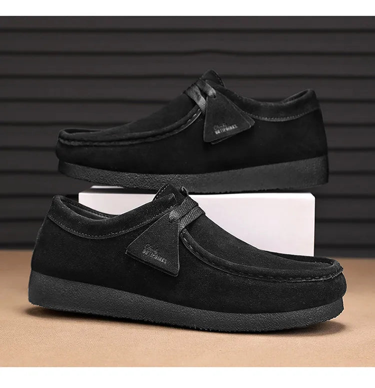2025 New Suede Casual Shoes For Men Khaki Leather Loafers Slip-on Men's Shoes Lightweight Driving Shoes Men chaussure hommes