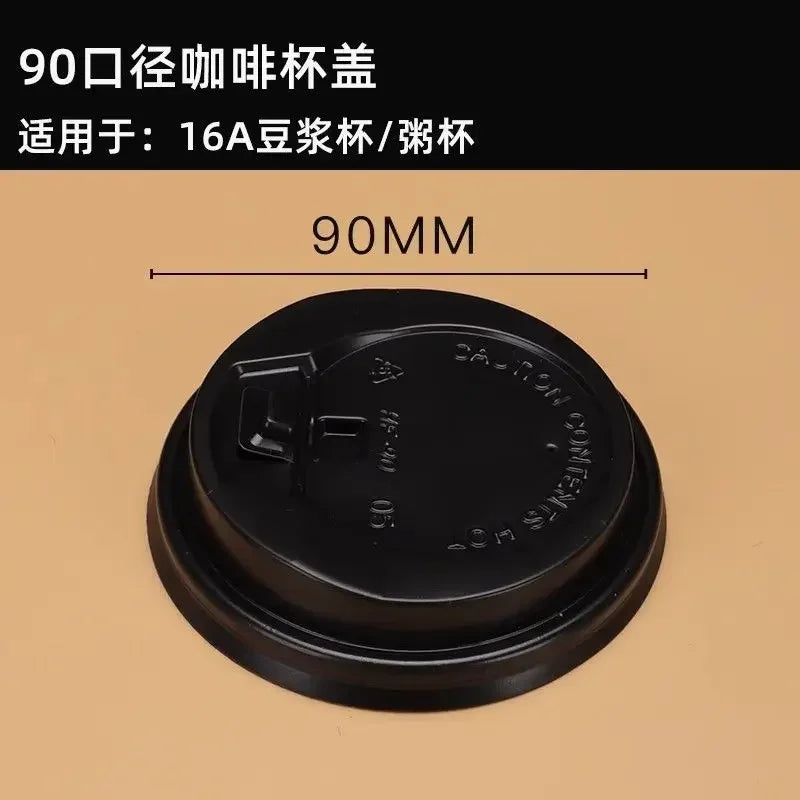 100pcs 90mm Caliber Cups Lid Milk Tea Coffee Cup Universal Leak Proof Cover Disposable Food Grade PP Injection Molded Cup Lids