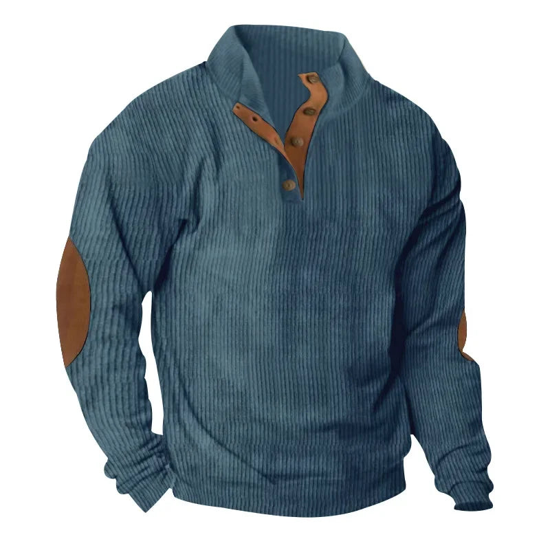 2024 Men Contrast Patchwork Sweatshirt Mens Hoodies Casual Loose Long Sleeve Sweatshirts Autumn Male Button Stand Collar Tops