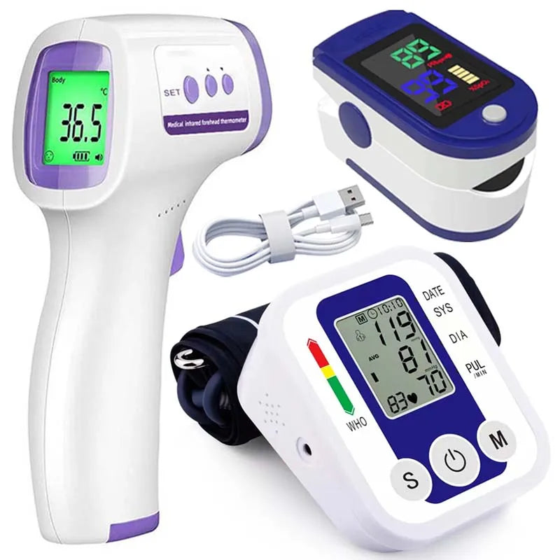 LCD Portable Health Care Pulse Meter BP Monitor Automatic Digital Arm Blood Pressure Monitor Tonometer Meter Sphygmomanometer