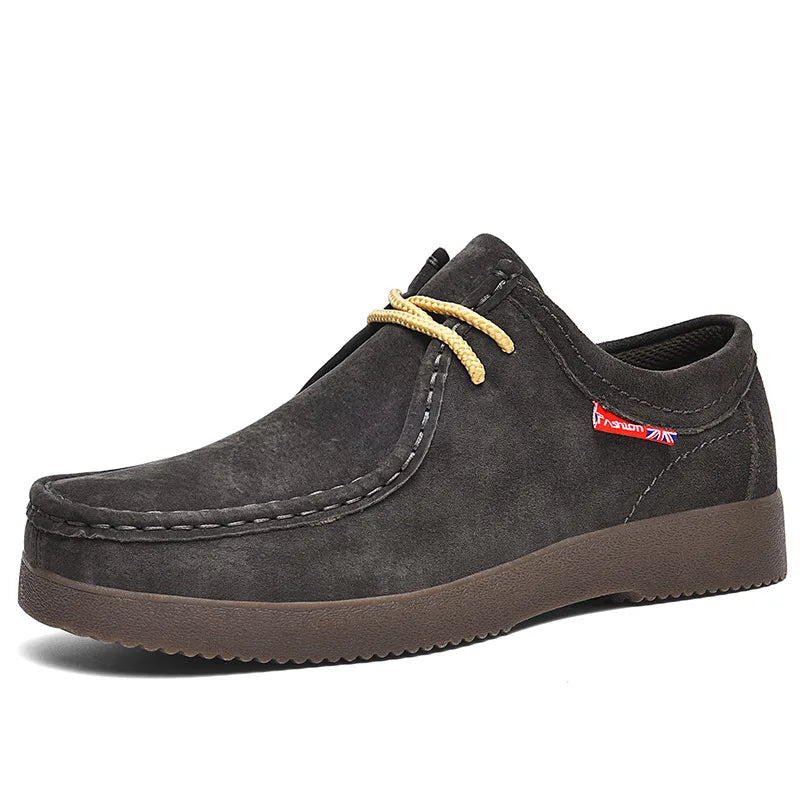 Autumn Men Casual Shoes Suede Leather Work Shoes Male Lace-up Flats Sneakers Platform British Business Party Dress Shoes 38-45