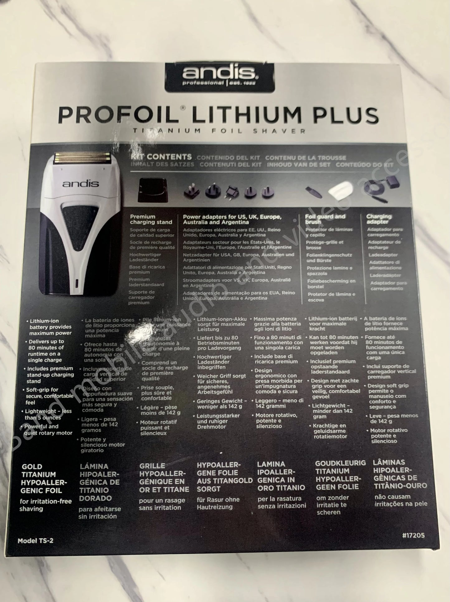 Original Andis Profoil Lithium Plus 17205 Barber Hair Cleaning Electric Shaver For Men Beard Stubble Razor Bald Shaving Machine