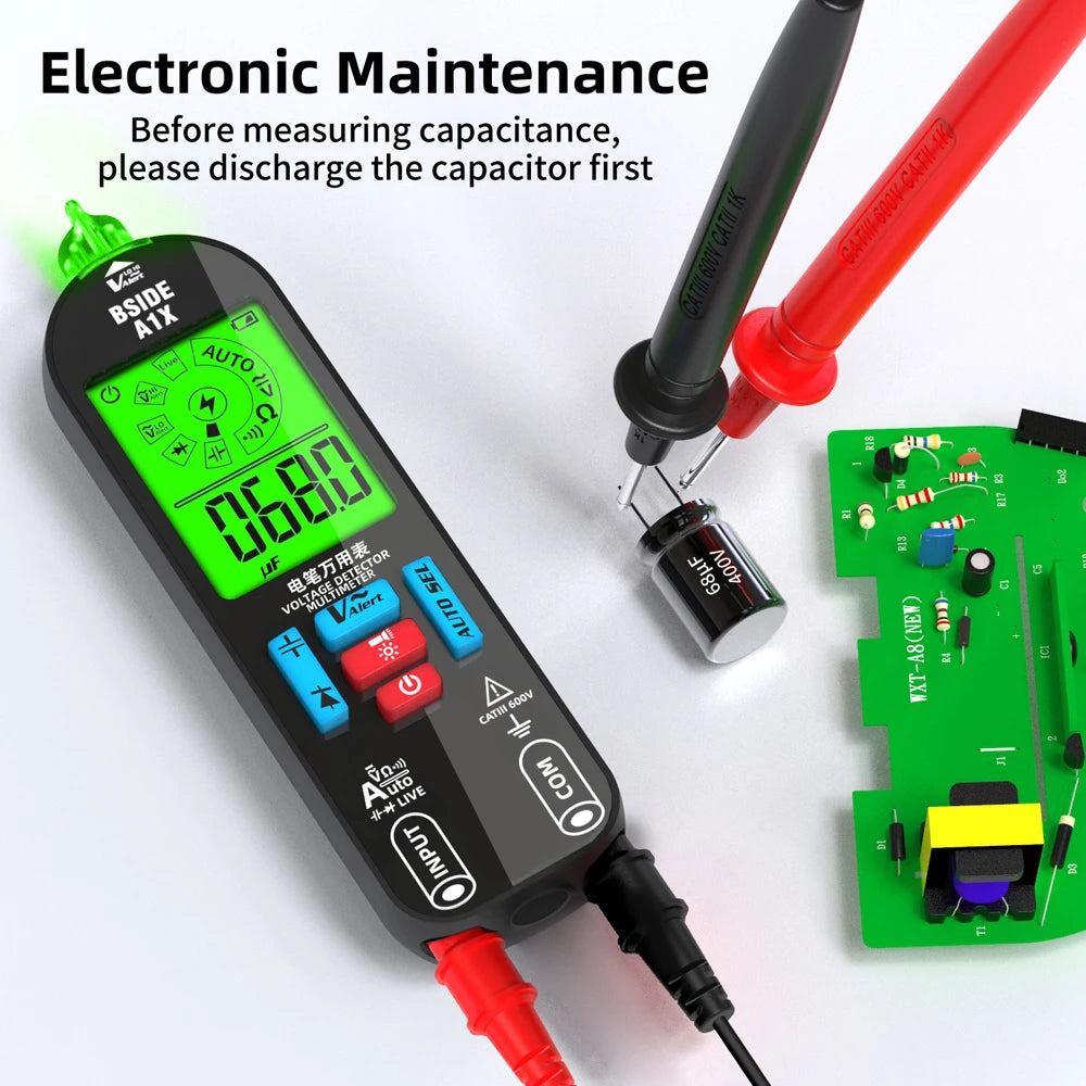 BSIDE A1X A1 Digital Multimeter Electric Test Pen With Flashlight Live Wire Recognition Meter Voltage Resistance Diode NCV Test