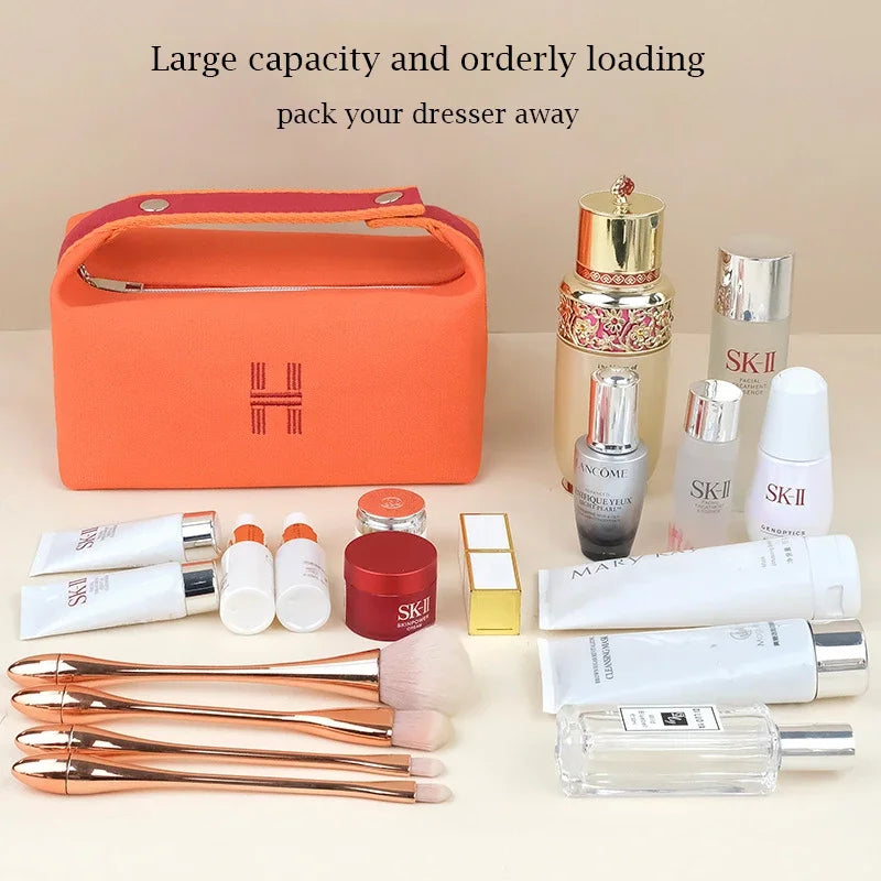 AMAZONY 2024 Waterproof Women Travel Cosmetic Bag Canvas Makeup Pouch overnight weekend Suitcase Storage Gadgets Case Toiletry Organizer
