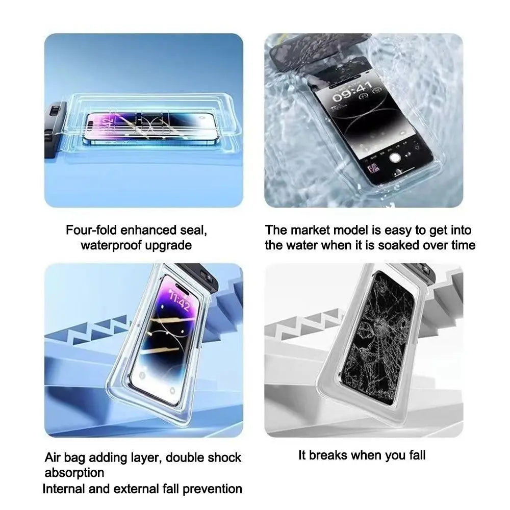 Transparent Waterproof Phone Case Touch Screen Under 7.0 inches Mobile Phone Cover with Lanyard Phone Pouch