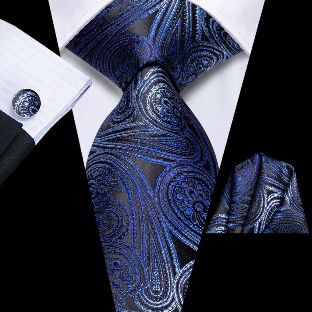 Our Brand 2025 Hi Tie Striped Sage Green Mens Fashion Necktie Handkerchief Cufflinks for Tuxedo Accessory Classic Silk Luxury Tie for Man Gift