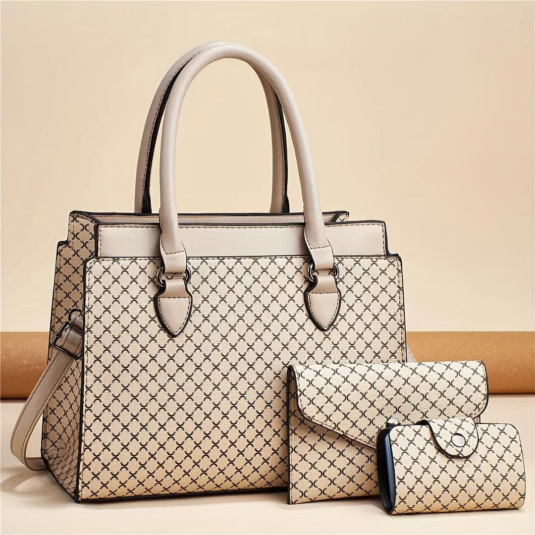 2024 NEW PU MATERIAL LADY TOTE BAG PLAID COLOR CONTRAST FASHION PRINTED MOTHER BAG ALL SHOULDER ATMOSPHERIC CROSSBODY BAG