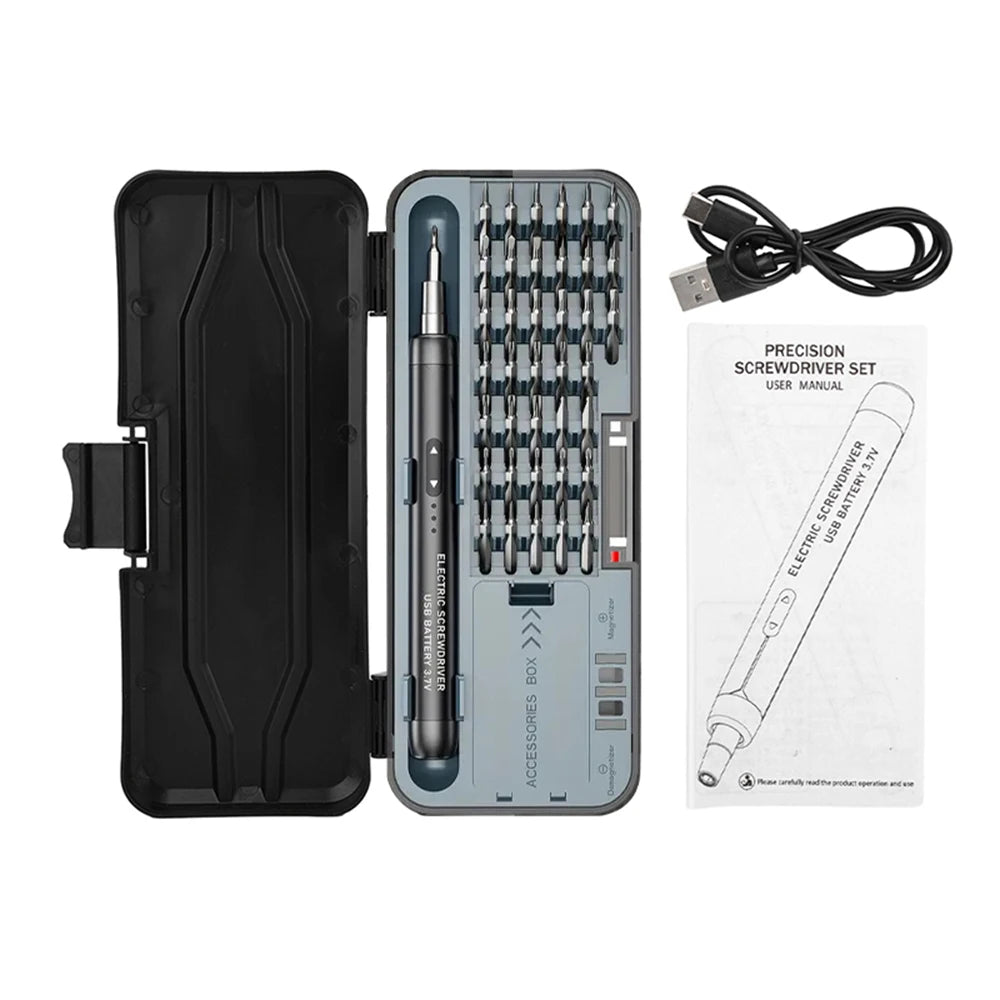 Electric Screwdriver Set DC3.7-4.2V 46 In One Small Precision Electric Screwdriver Rechargeable Wireless Mini Small Bits