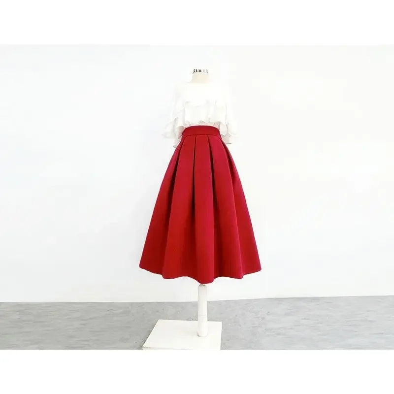 2024 Casual Trend Vintage Slim Women's Elegant Party Skirt Autumn High Waist Zipper Pocket Ball Gown Pleated Skirt New C79