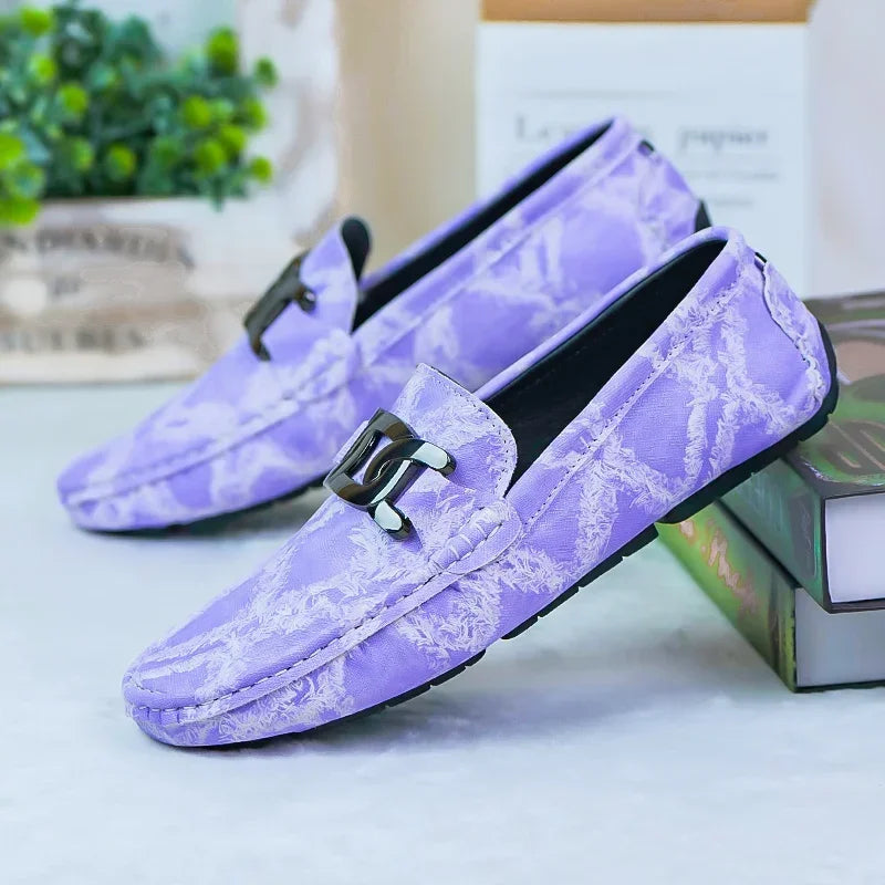Our 2025 New Fashionable Mens Over Size 38-48 Moccasin Shoes Purple Spring Male Formal Dress Shoes Comfortable Youth Leisure Shoes