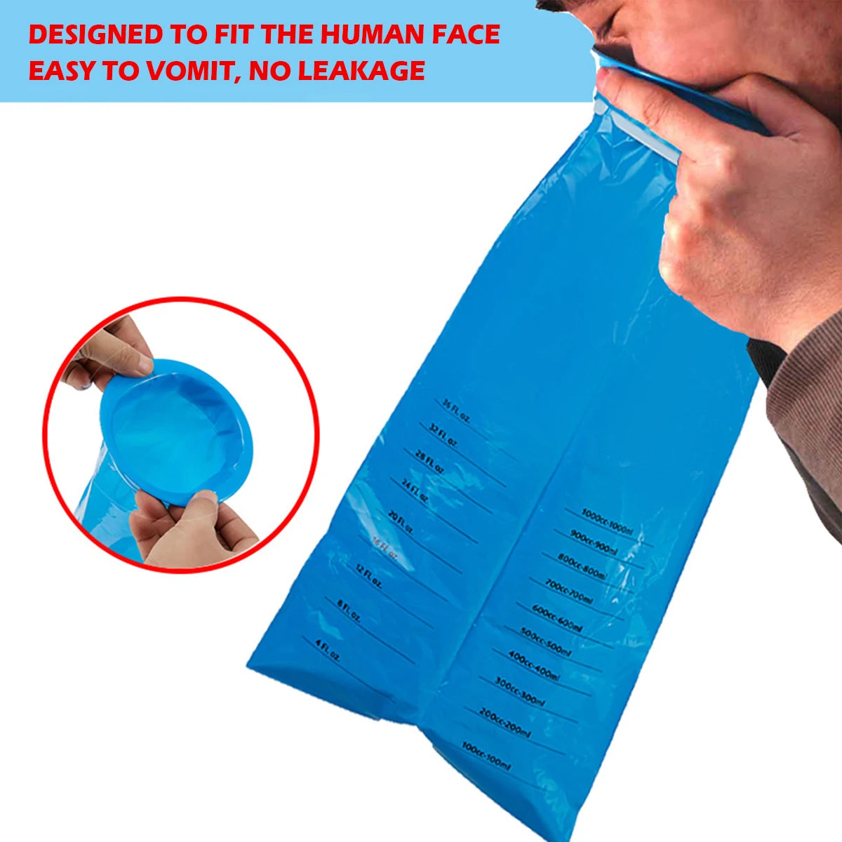 10-100Pc 1000ml Vomit Bags Disposable Barf Bags Puke Nausea Bags for Travel Plane Motion Sickness Car Aircraft Bus Kids Pregnant