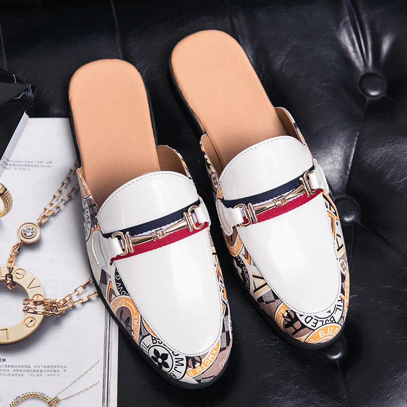 TINTINOS 2024 Summer Half Shoes Men Leather Shoes Men Mules Casual Shoes Fashion Half Drag Loafer Leather Men Shoes Mocassin Handmade Shoes