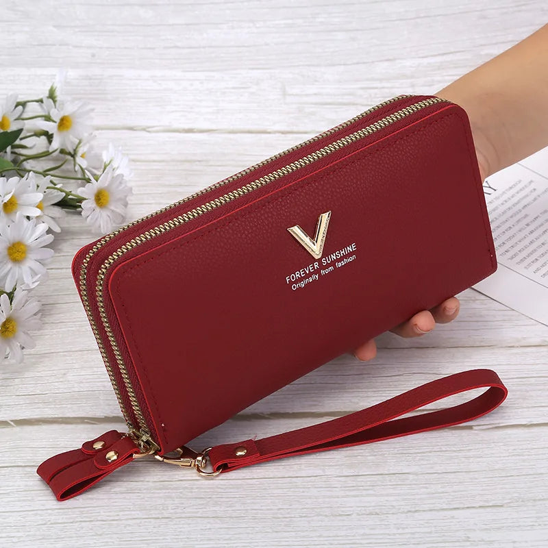 2024 Pu Leather Women Wallets Women Purses Fashion Long Zipper Women's Wallet Money Coin Holder Female Long Purse Female Purse Zipper