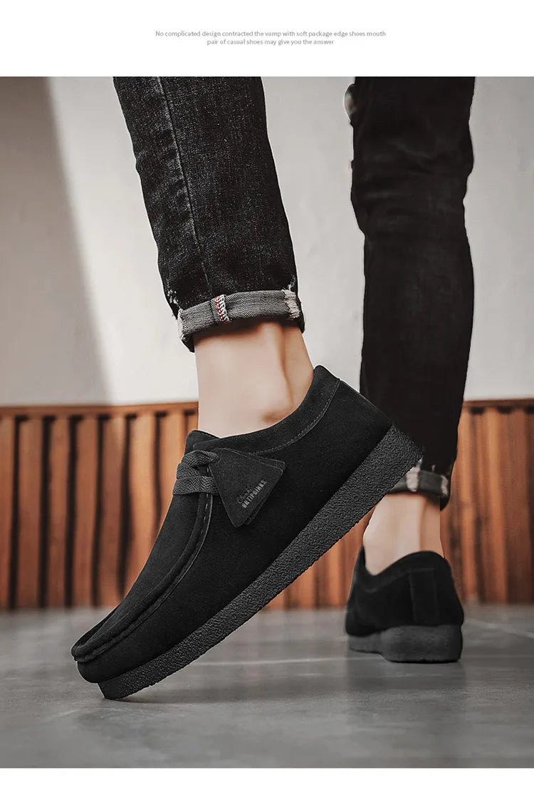 2025 New Suede Casual Shoes For Men Khaki Leather Loafers Slip-on Men's Shoes Lightweight Driving Shoes Men chaussure hommes